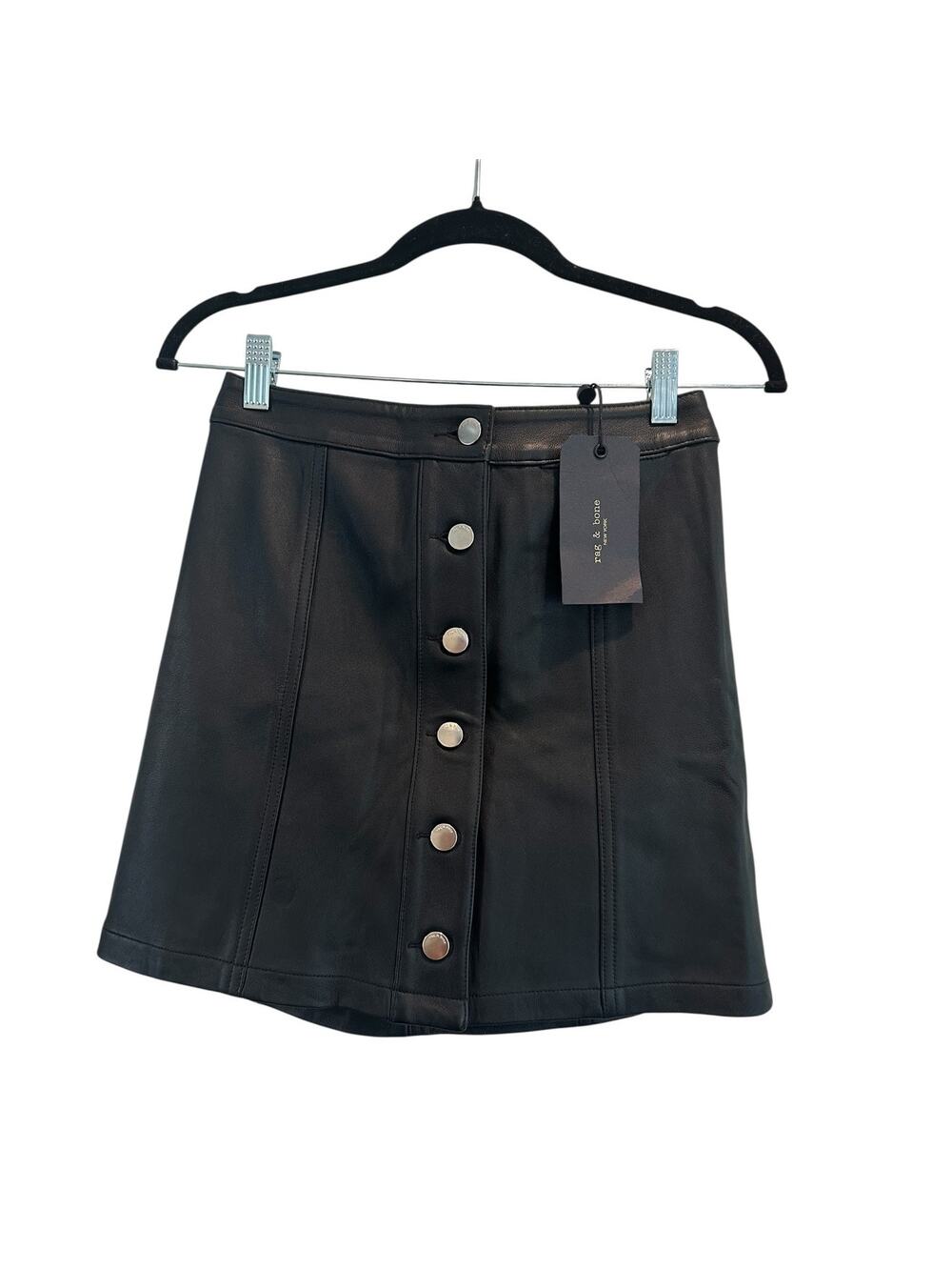 Rag & Bone Rosie Black Leather Mini Skirt Size 4